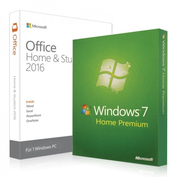 Windows 7 Home Premium + Office 2016 Home & Student + Lizenzschlüssel